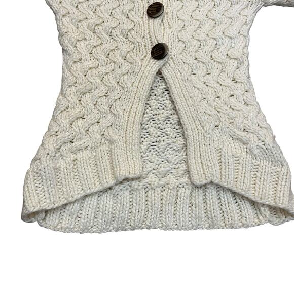 Y2K Bebe Chunky Fisherman Cardigan Sweater XS Cable Knit Button Down Fitted - Picture 5 of 13